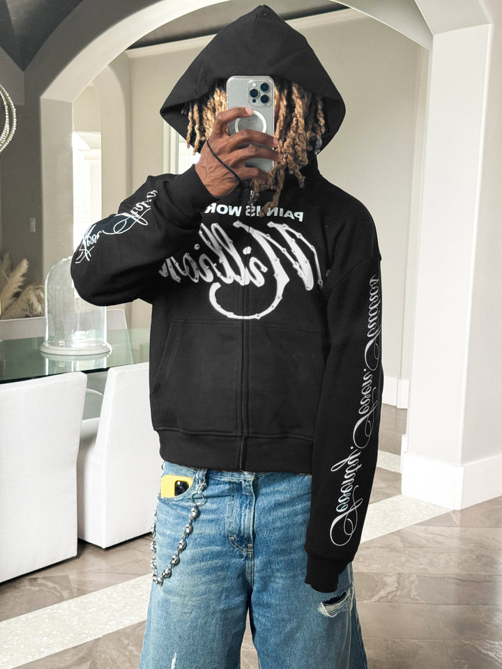 "MILLIONS" ZIP UP (BLACK)