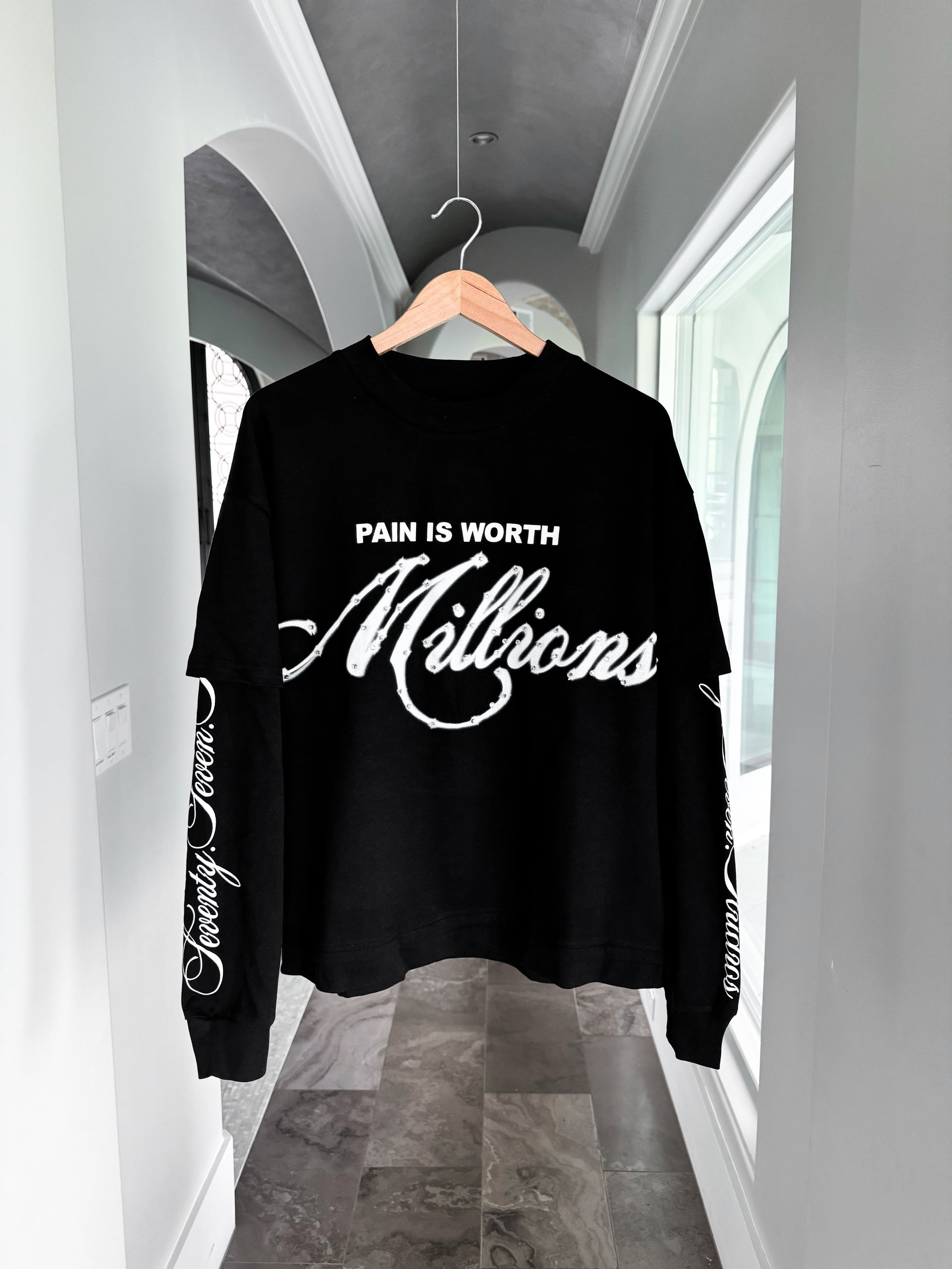 "MILLIONS" DOUBLE LAYERED TEE (BLACK)